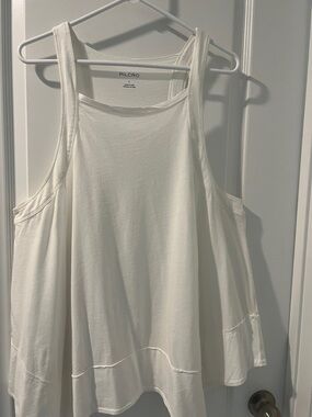 Pilcro Cream Swing Tank Top - Relaxed Sleeveless Shirt